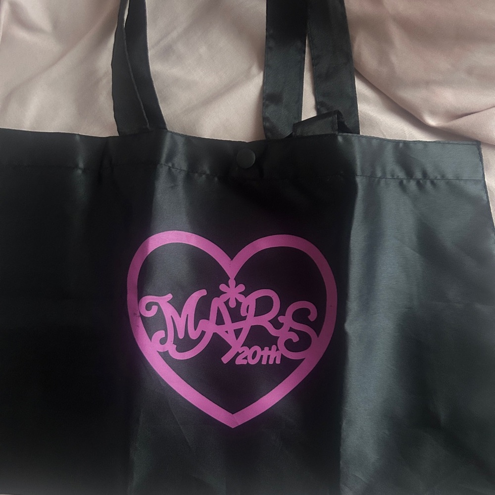 MA＊RS / MA*RS vintage gyaru Black Tote Bag with Pink Heart Design
